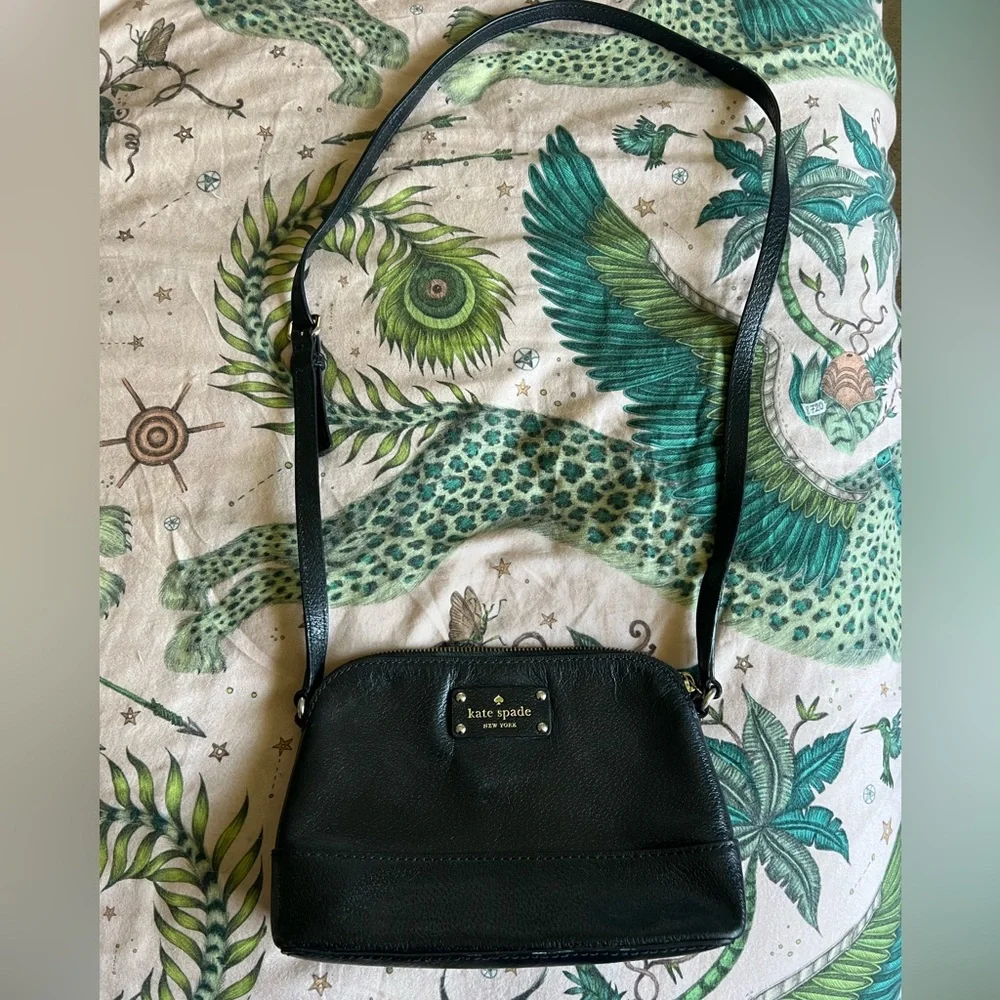 Kate Spade black leather cross body bag - Picture 1 of 5